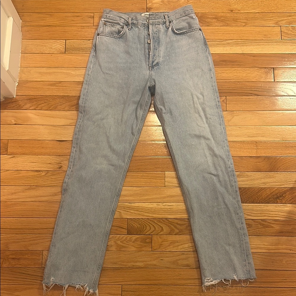 Agolde Light Blue Frayed Hem Jeans
